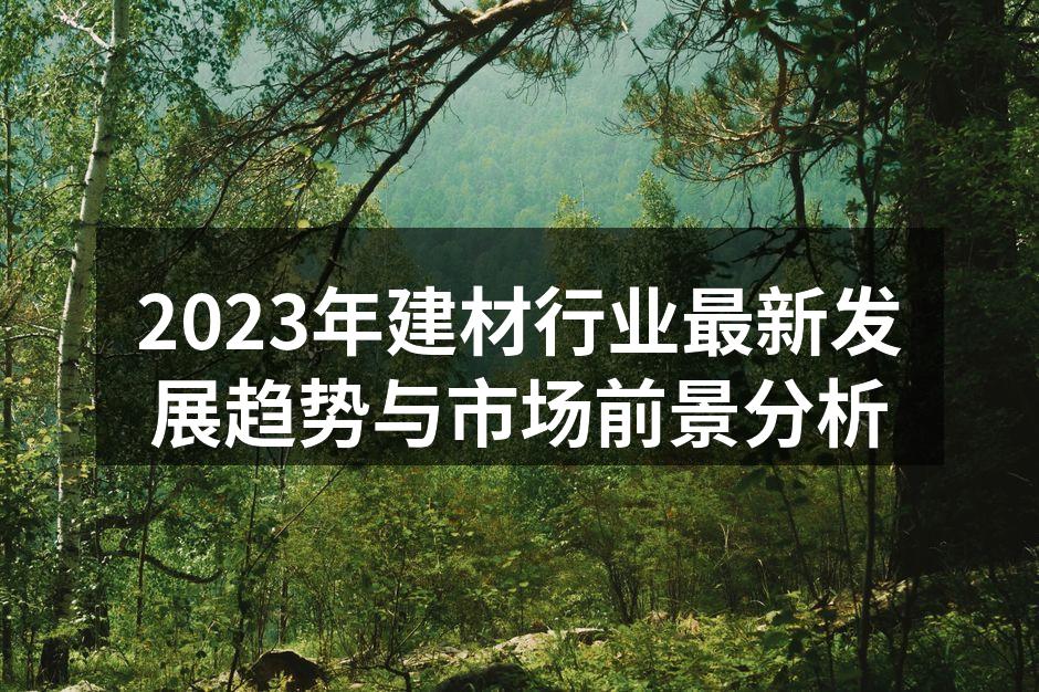 2023年建材行业最新发展趋势与市场前景分析